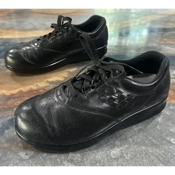 SAS Free Time Black Leather Walking Shoes Women's 8 WW Tri Pad Comfort - Picture 3 of 10
